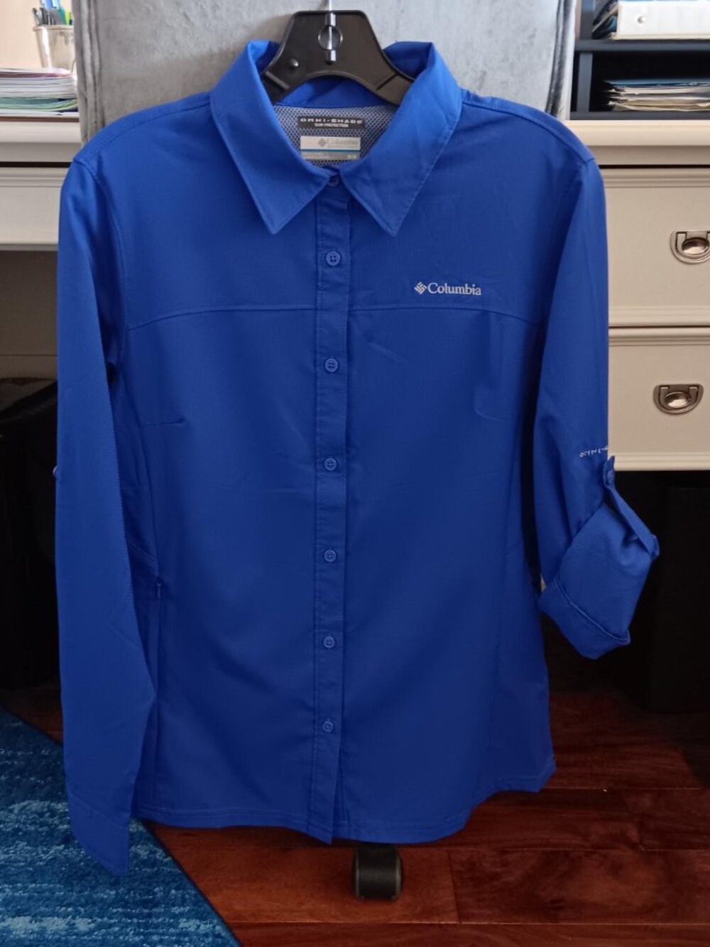 COLUMBIA Womens Long Sleeve Button Down Blue Shirt SIze Medium